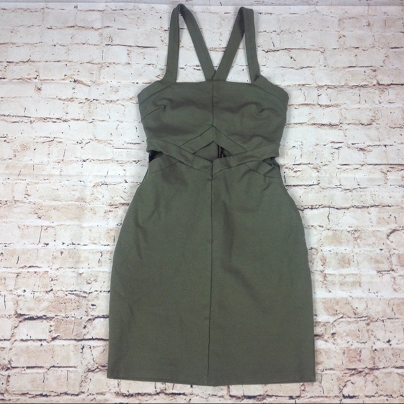Solemio Dresses & Skirts - Solemio olive green dress with cutouts